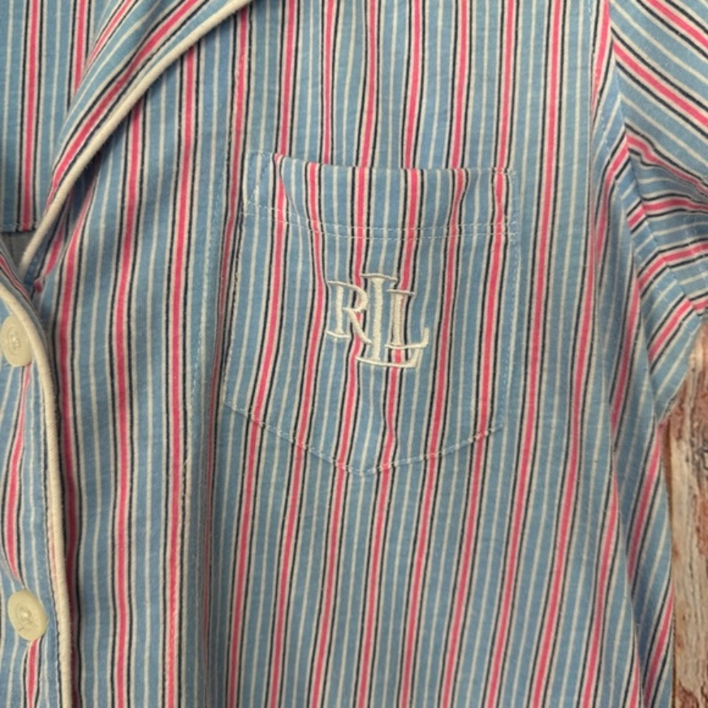 Lauren Ralph Lauren Women's Sleepwear Top, Button up, Blue,‎ Pink Size Small - Picture 6 of 9